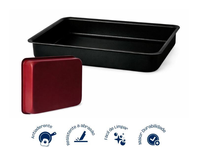 Assadeira retangular alta antiaderente