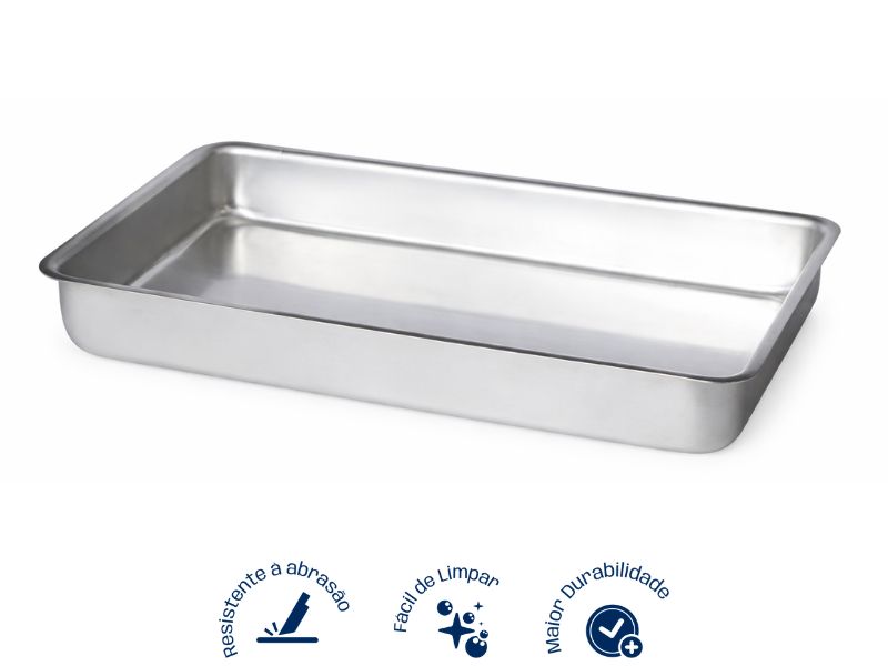 Assadeira retangular alta polida